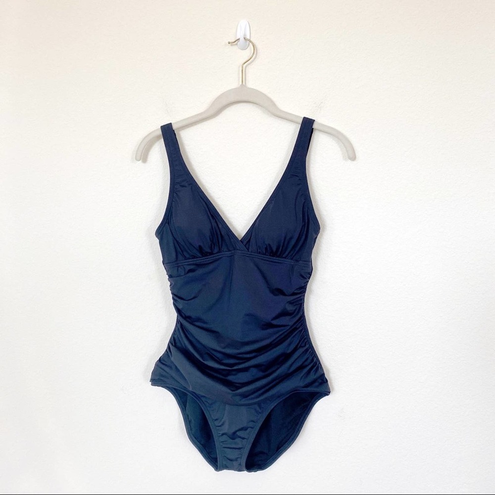[Tommy Bahama] Black One Piece Ruched Swimsuit - Picture 2 of 11